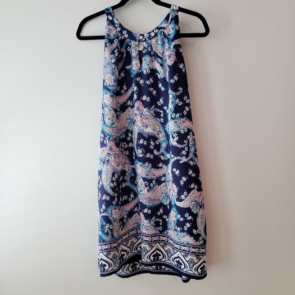 Navy floral halter midi dress